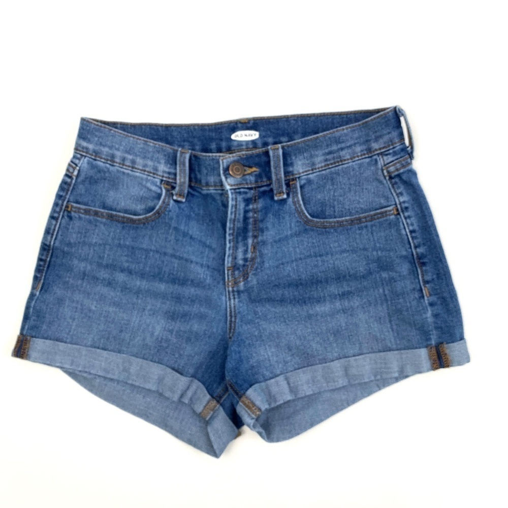Old Navy Cuffed Shorts Women's size 2 Medium Wash Blue Denim Jean Shorts